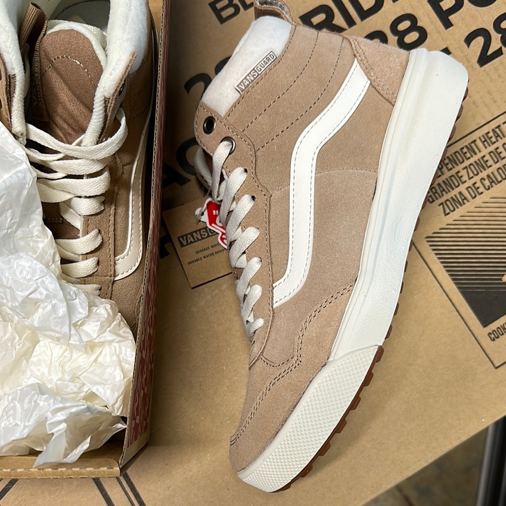 Vans Tan and White Athletic High-Top Sneakers - Picture 2 of 3
